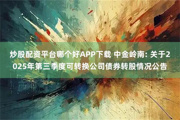 炒股配资平台哪个好APP下载 中金岭南: 关于2025年第三季度可转换公司债券转股情况公告
